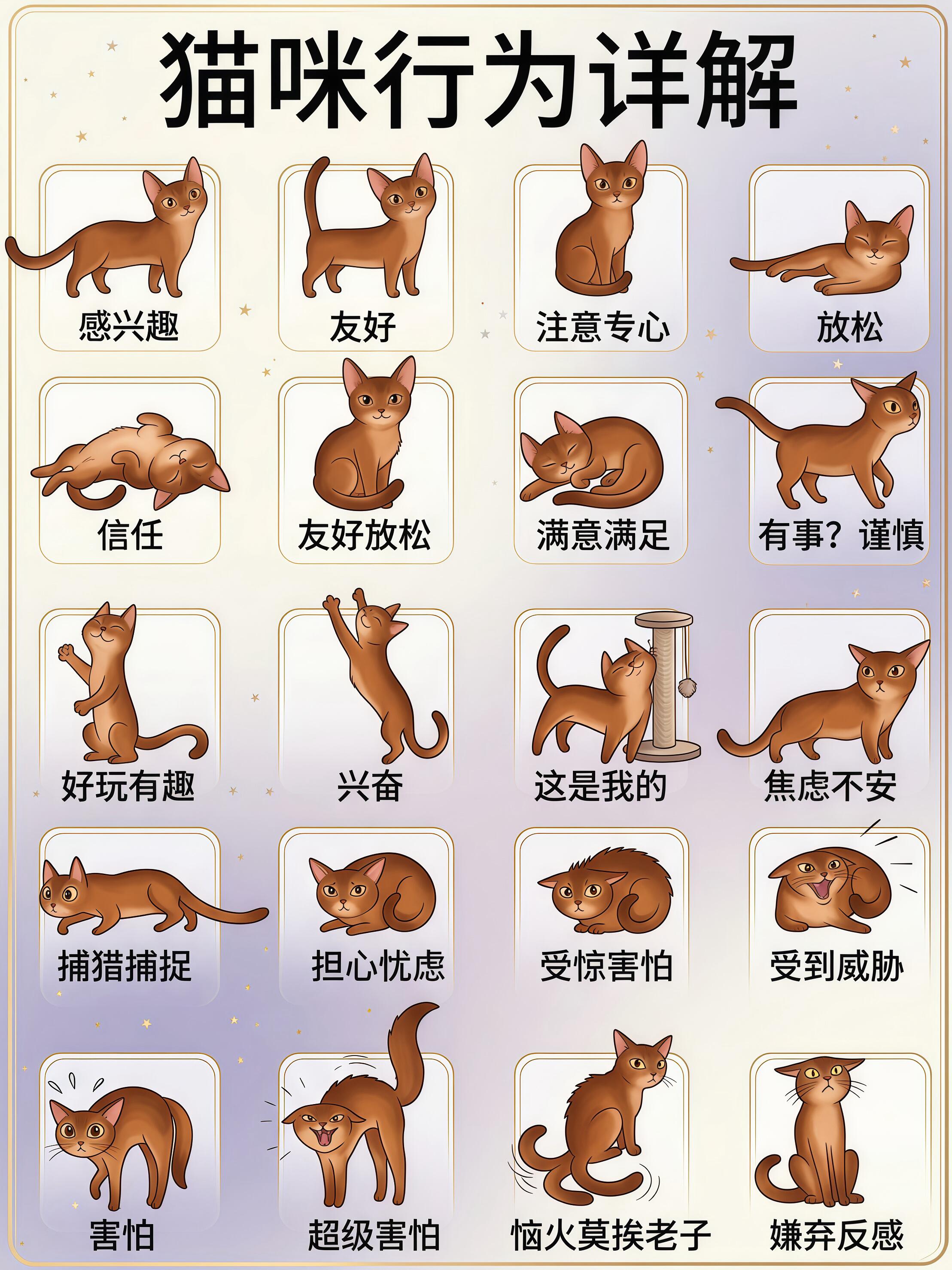 猫咪常见肢体 + 声音 + 动作全解析，新手一眼读懂猫咪情绪与需求