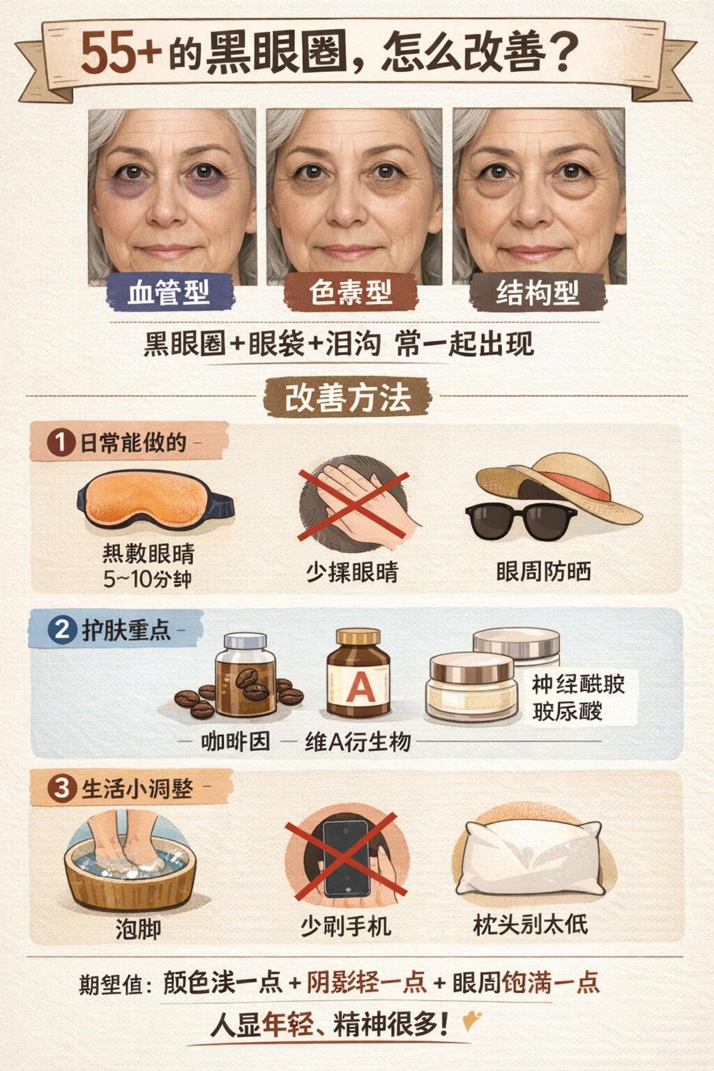 　　手把手教你去除中年黑眼圈|适配中年人专属实用方法
