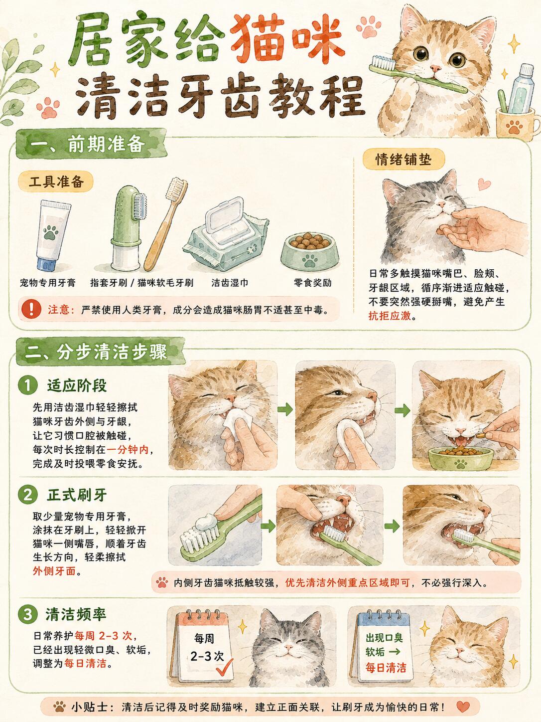 猫咪口腔护理完整指南|零基础刷牙、去口臭、防牙结石、避坑大全