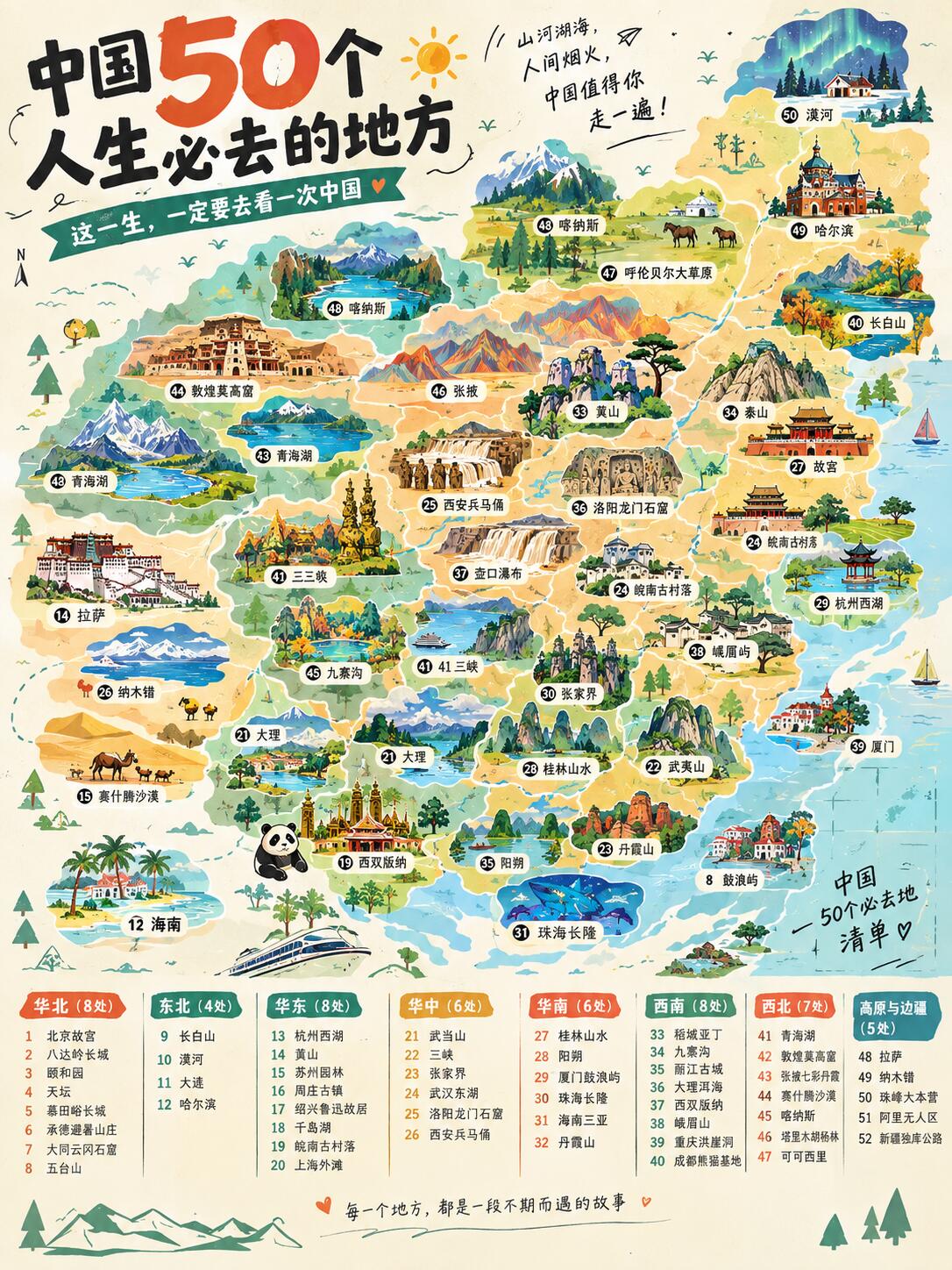 国内56个必去景点推荐|覆盖人文、山水、边塞、海岛